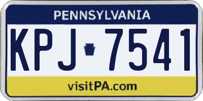 PA license plate KPJ7541
