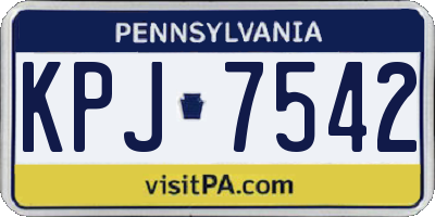 PA license plate KPJ7542