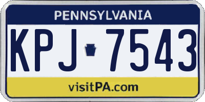 PA license plate KPJ7543
