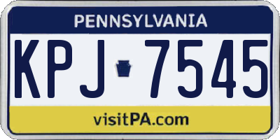 PA license plate KPJ7545