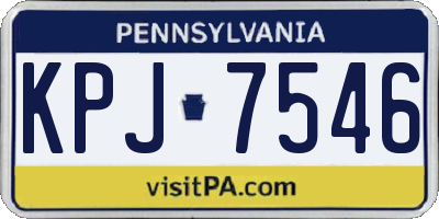 PA license plate KPJ7546