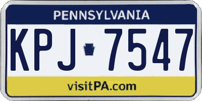 PA license plate KPJ7547