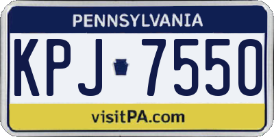 PA license plate KPJ7550