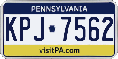 PA license plate KPJ7562