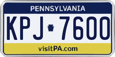 PA license plate KPJ7600