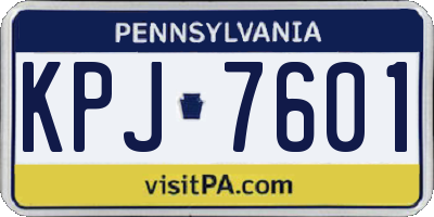 PA license plate KPJ7601