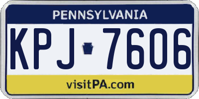 PA license plate KPJ7606
