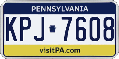 PA license plate KPJ7608