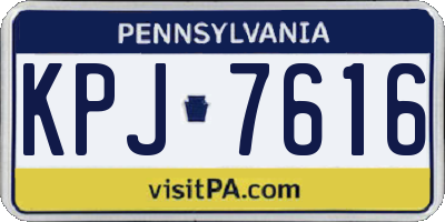 PA license plate KPJ7616