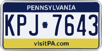 PA license plate KPJ7643