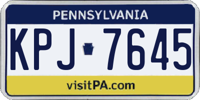 PA license plate KPJ7645