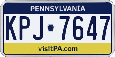 PA license plate KPJ7647