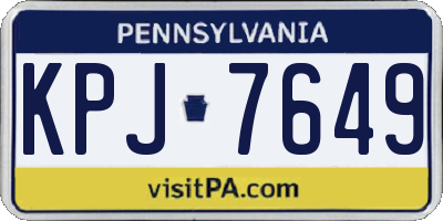 PA license plate KPJ7649