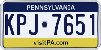 PA license plate KPJ7651