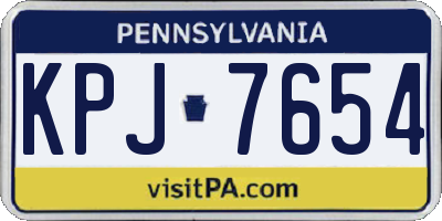 PA license plate KPJ7654