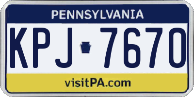 PA license plate KPJ7670