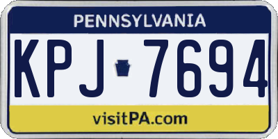 PA license plate KPJ7694