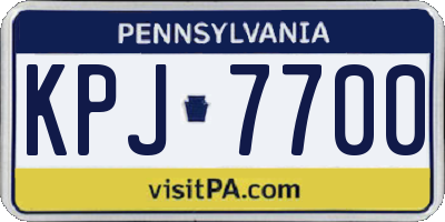 PA license plate KPJ7700