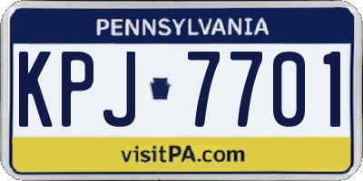 PA license plate KPJ7701