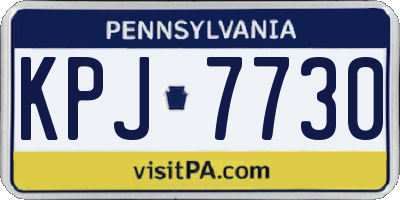 PA license plate KPJ7730