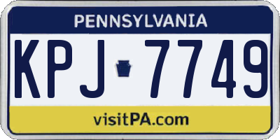 PA license plate KPJ7749
