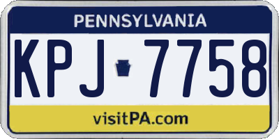 PA license plate KPJ7758