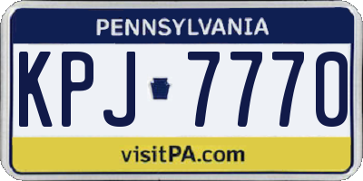 PA license plate KPJ7770