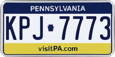 PA license plate KPJ7773