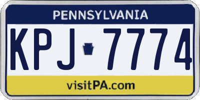 PA license plate KPJ7774