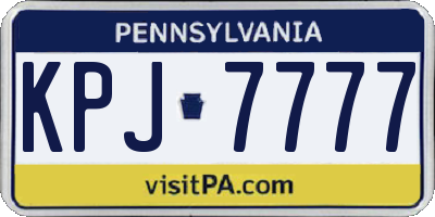 PA license plate KPJ7777