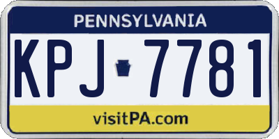 PA license plate KPJ7781
