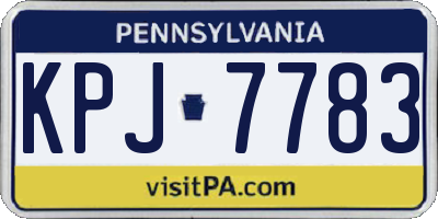PA license plate KPJ7783