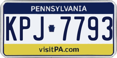 PA license plate KPJ7793