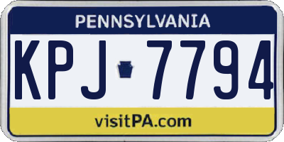 PA license plate KPJ7794