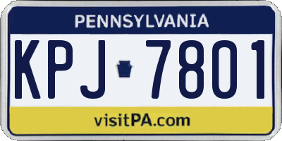 PA license plate KPJ7801