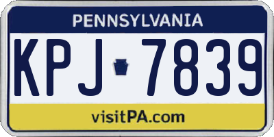 PA license plate KPJ7839