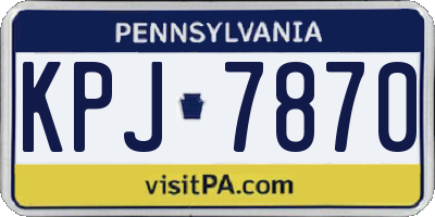 PA license plate KPJ7870
