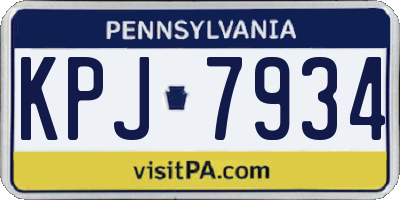 PA license plate KPJ7934