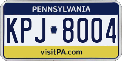 PA license plate KPJ8004