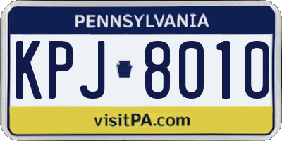 PA license plate KPJ8010