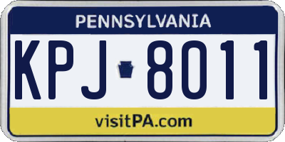 PA license plate KPJ8011