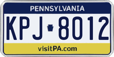 PA license plate KPJ8012