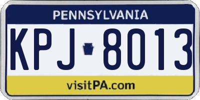 PA license plate KPJ8013