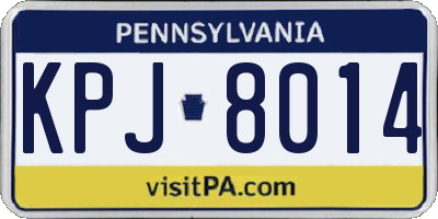 PA license plate KPJ8014