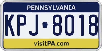 PA license plate KPJ8018