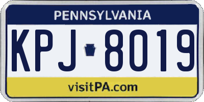PA license plate KPJ8019