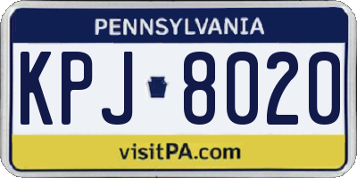 PA license plate KPJ8020