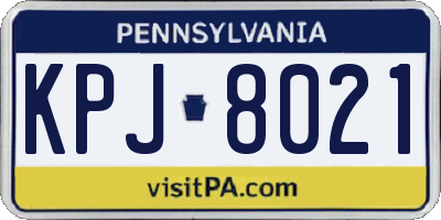 PA license plate KPJ8021
