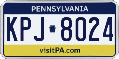 PA license plate KPJ8024