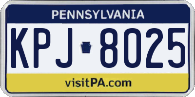 PA license plate KPJ8025